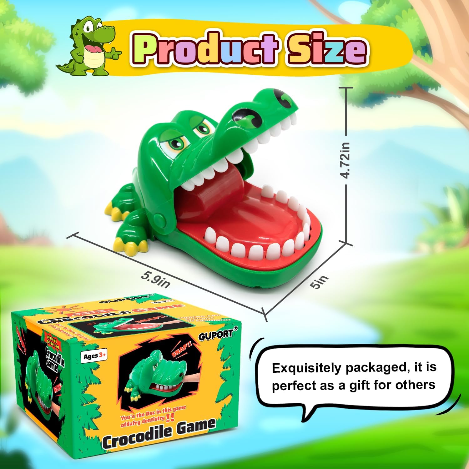 Kids Crocodile Teeth Game, Classic Family Party Game, Interactive Bite Finger Toy with Spinner for Boys & Girls