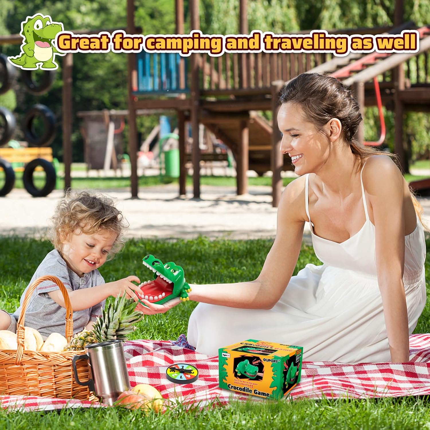 Kids Crocodile Teeth Game, Classic Family Party Game, Interactive Bite Finger Toy with Spinner for Boys & Girls