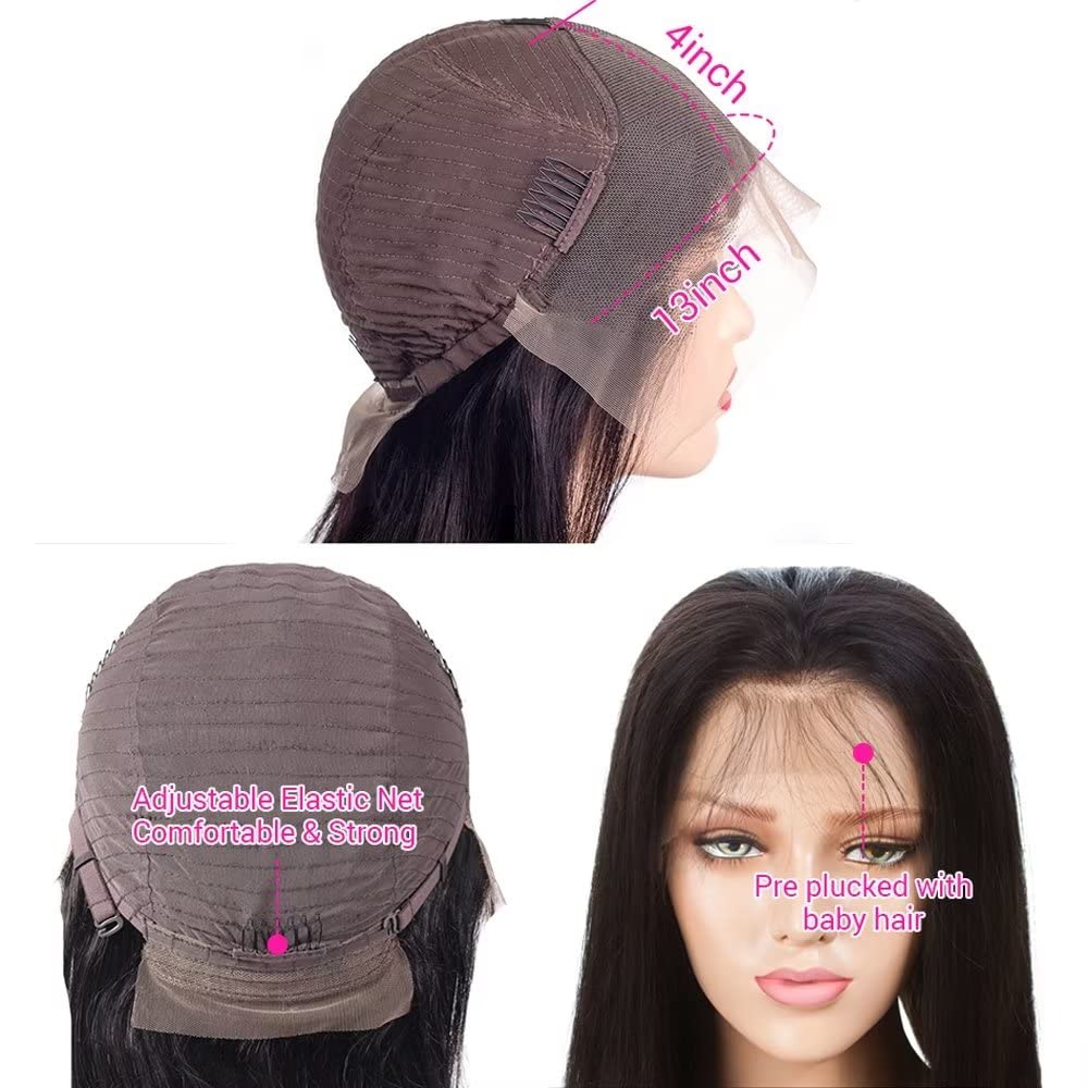 Double Layer Human Hair Bob Wig with Bangs, 100% Real Hair Straight Bob Wig for Black Women Natural Look