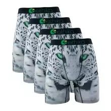 Men's Printed Boxer Briefs, Breathable Stretch Long Underwear with Unique Graphic Designs