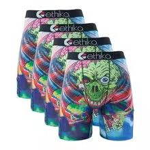 Men's Printed Boxer Briefs, Breathable Stretch Long Underwear with Unique Graphic Designs
