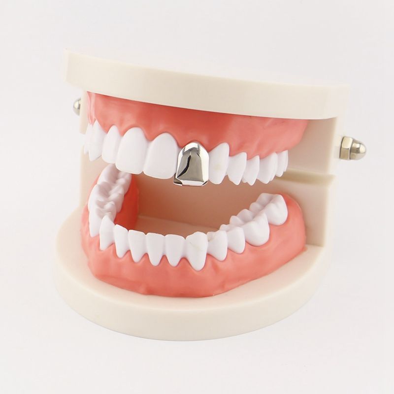 14K Gold Plated Single Tooth Grillz, Hip Hop Removable Teeth Cap for Cosplay & Party