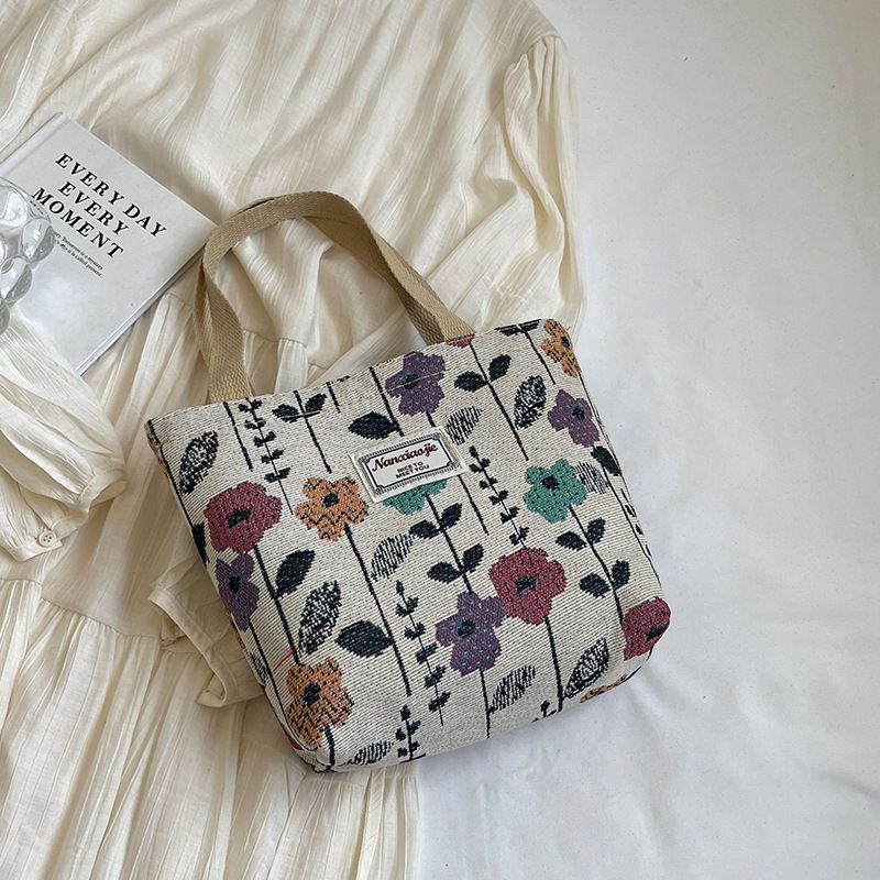 Large capacity national style canvas bag for women 2024 new commuting tote bag for women ins college student class shoulder bag Style_1 AS PICTURE