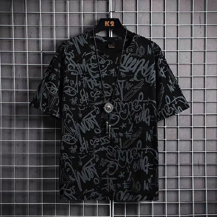 Mall closure special clearance short sleeved T-shirt for men's summer ice silk trendy brand creative full printed half sleeved T-shirt for men