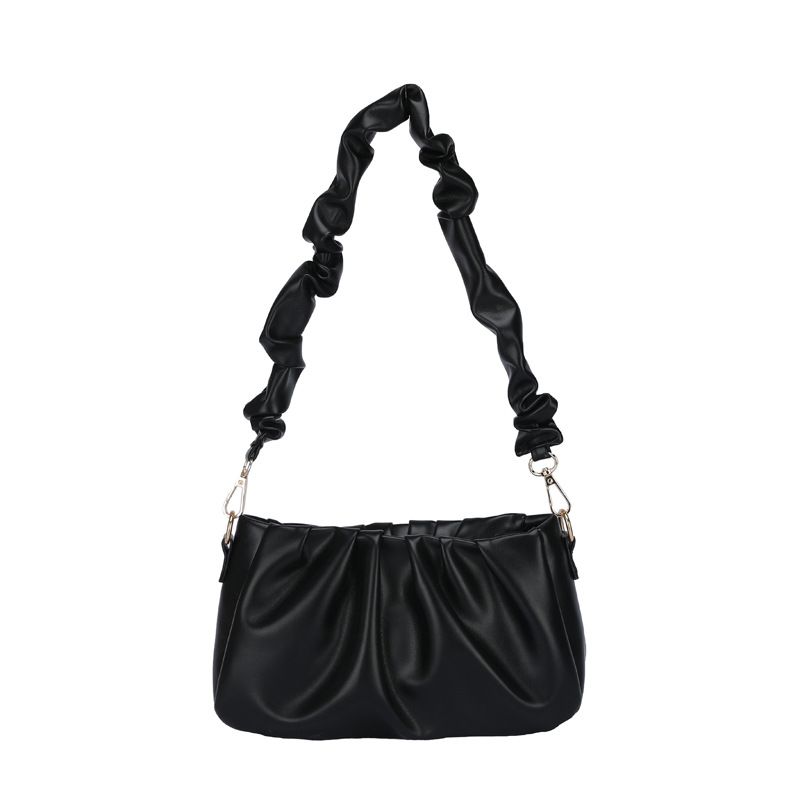 Bag Women's Summer 2025 New White Folded Cloud Underarm Bag with a Unique and Versatile Texture, Single Shoulder Crossbody Bag black AS PICTURE