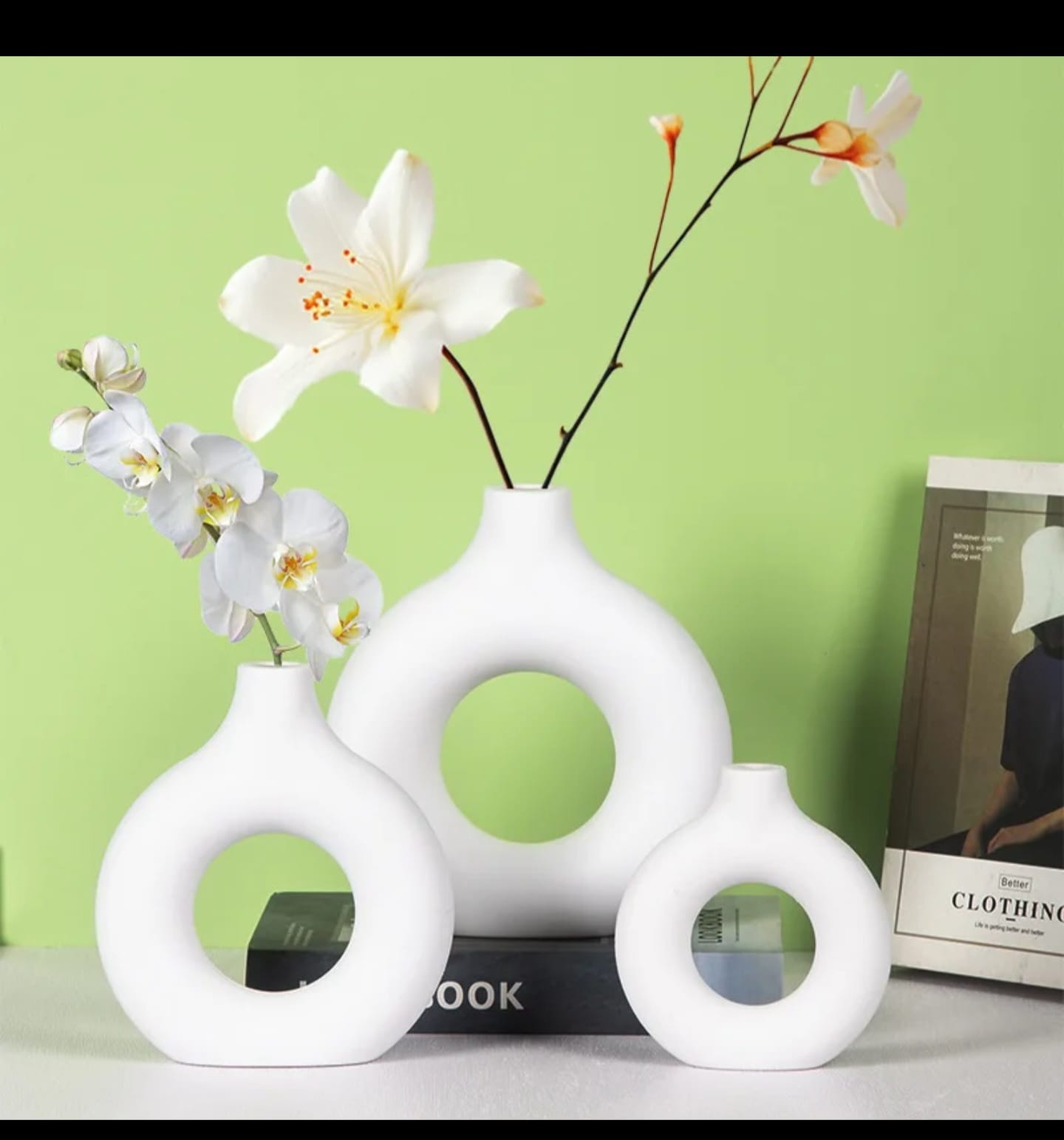 3 Piece Minimalist Doughnut Flower Vase Set