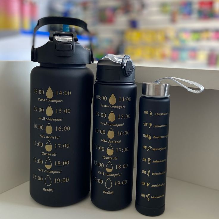 3 In 1 Set Water Bottle Cup Set Large Capacity Sports Motivational Bottle, Outdoor Travel & Gym Fitness Comes With a Straw