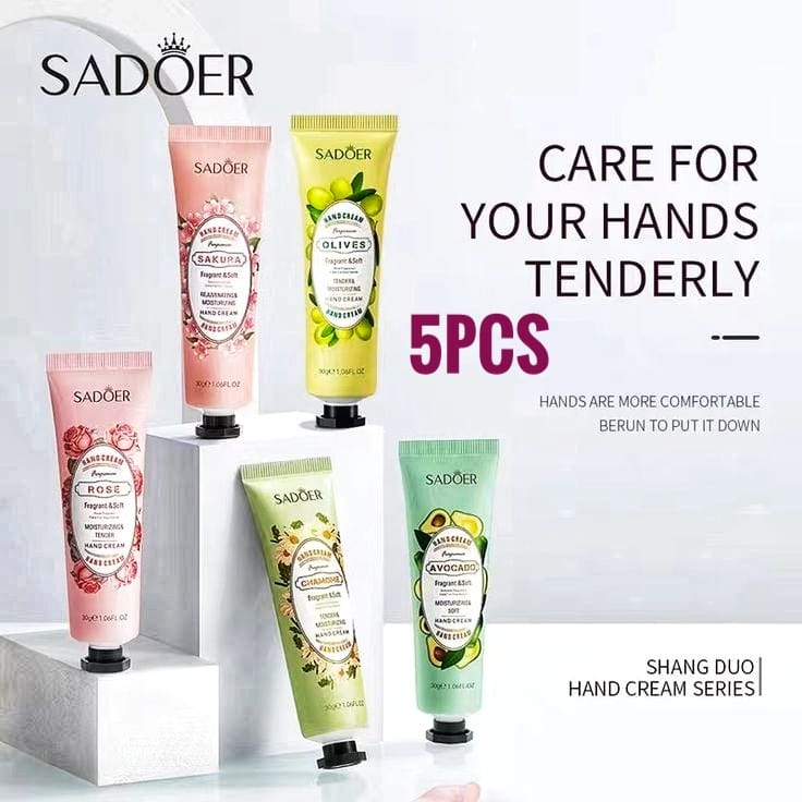 SADOER 5PCS Hand Cream For Dry Skin Cracked  Hands /Hand Lotion Moisturizing /Hand Care Cream For Men & Women