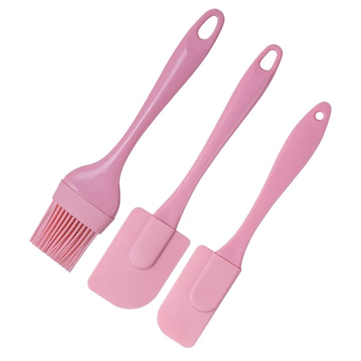 3PIECES Bakehouse Cream Spatula BBQ Brush Set Silicon Kitchenware  Cake Spatula Baking Set Tools  Has Non-sick Oil Brush and is its a Heat Resistant
