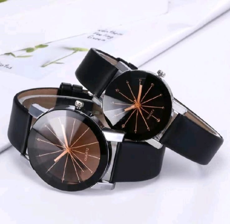 2PCS Lover Business Rubber Strap  Classic Watch Best Couple Gift Black In color