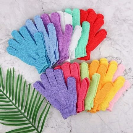 5 PAIRS Different Colors Exfoliating Shower Glove Removes Dead Skin Cells /Shower Accessory a Must Have