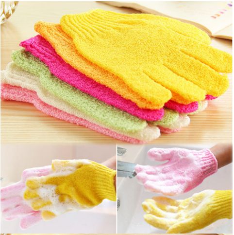 5 PAIRS Different Colors Exfoliating Shower Glove Removes Dead Skin Cells /Shower Accessory a Must Have