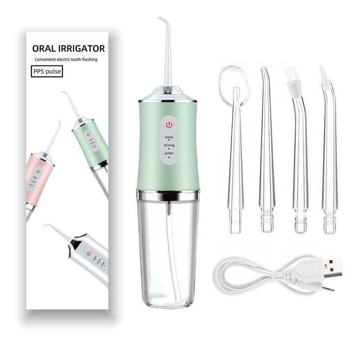 Electric Water Flosser Cordless Oral Irrigator for Clean Teeth Has 3 Modes IP*71400rpm 4 Jet Tip 220ml  USB Rechargeable Water Jet Floss