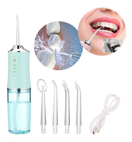 Electric Water Flosser Cordless Oral Irrigator for Clean Teeth Has 3 Modes IP*71400rpm 4 Jet Tip 220ml  USB Rechargeable Water Jet Floss