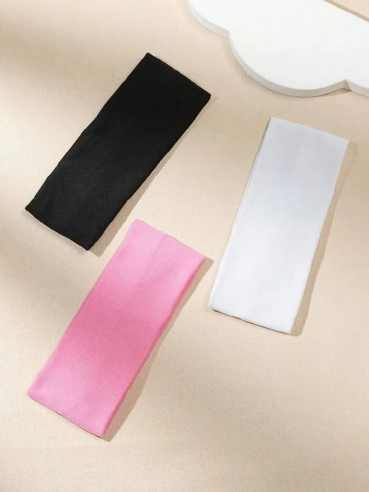 3 PCS Large Plain[Not Ribbed] High Quality Headband For Women Best for Yoga Running Gym and  Fashion Accessory Its Very Elastic Comfortable and Can Fit All Hair Styles