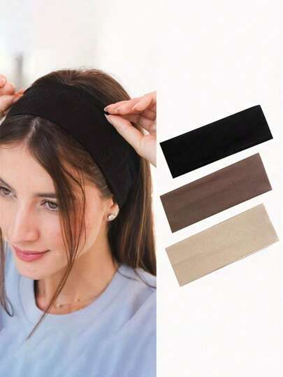 3 PCS Large Plain[Not Ribbed] High Quality Headband For Women Best for Yoga Running Gym and  Fashion Accessory Its Very Elastic Comfortable and Can Fit All Hair Styles
