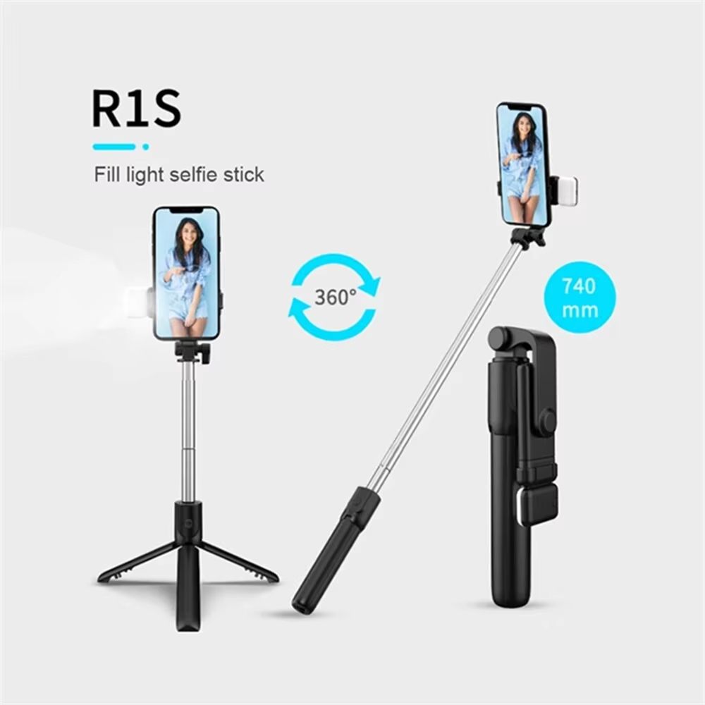 Bluetooth Selfie Stick Mobile Phone Holder Retractable Portable Multifunctional Mini Tripod with Wireless Remote Shutter 740mm