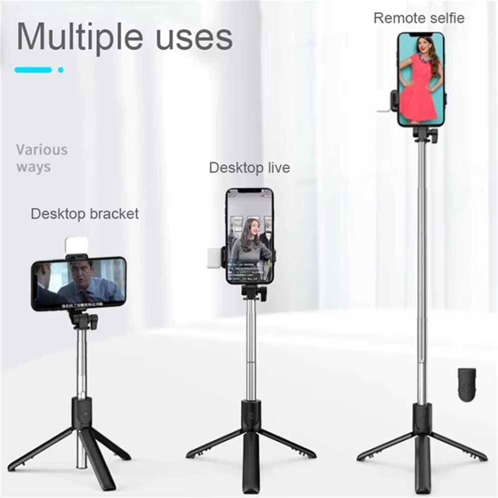 Bluetooth Selfie Stick Mobile Phone Holder Retractable Portable Multifunctional Mini Tripod with Wireless Remote Shutter 740mm