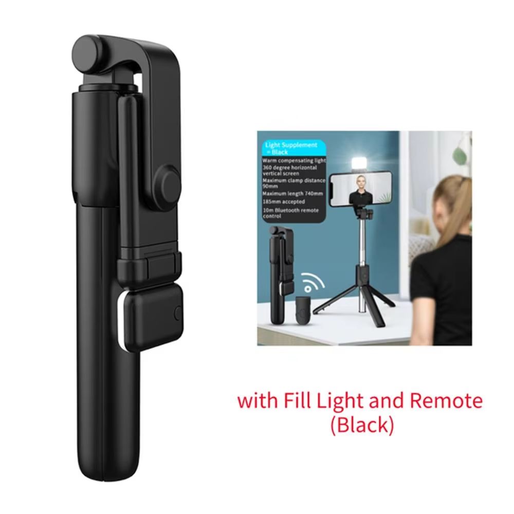 Bluetooth Selfie Stick Mobile Phone Holder Retractable Portable Multifunctional Mini Tripod with Wireless Remote Shutter 740mm