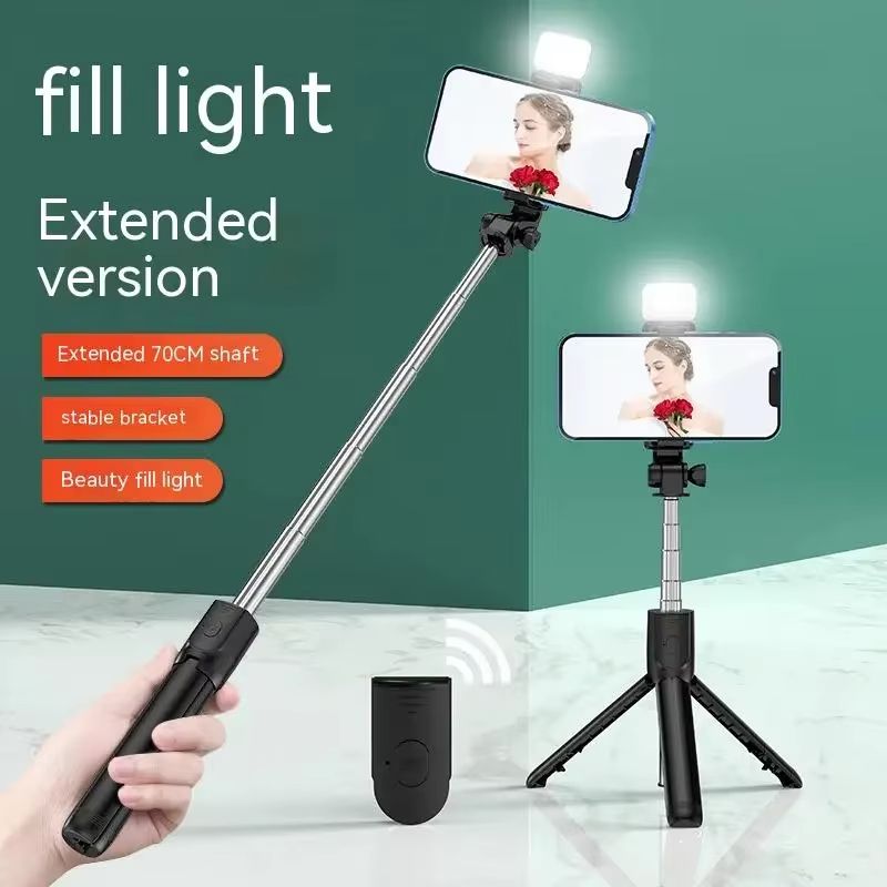 Bluetooth Selfie Stick Mobile Phone Holder Retractable Portable Multifunctional Mini Tripod with Wireless Remote Shutter 740mm
