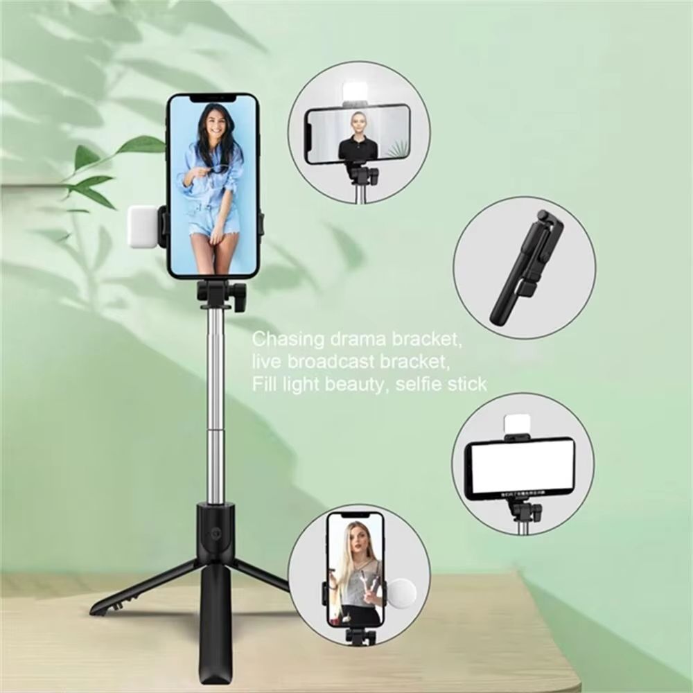 Bluetooth Selfie Stick Mobile Phone Holder Retractable Portable Multifunctional Mini Tripod with Wireless Remote Shutter 740mm