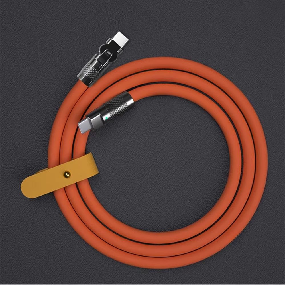 120W 6A USB C to Type C Super Fast Charging Cable 180° Rotating Elbow Charger Data Cord with LED for Samsung Xiaomi Huawei Phone