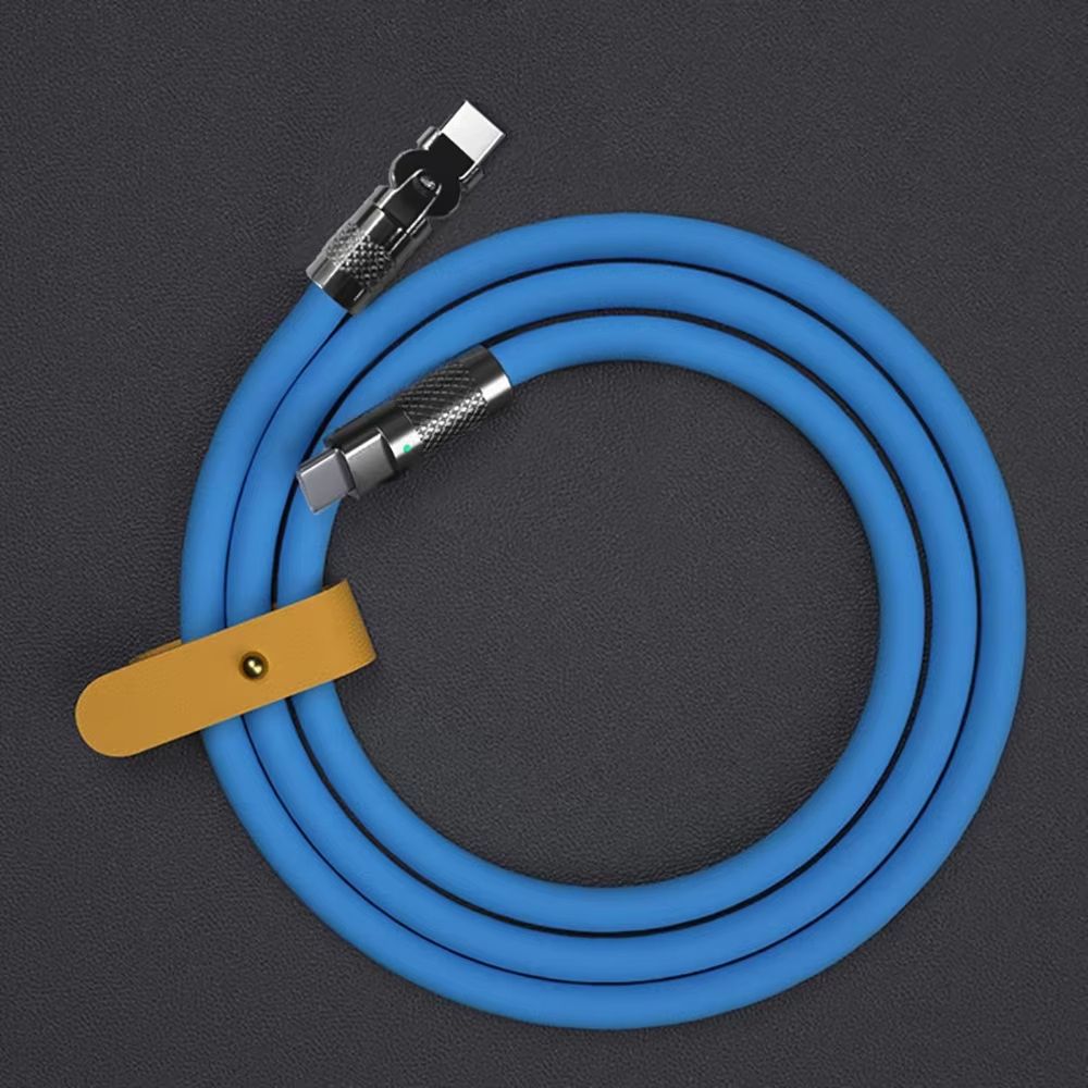 120W 6A USB C to Type C Super Fast Charging Cable 180° Rotating Elbow Charger Data Cord with LED for Samsung Xiaomi Huawei Phone