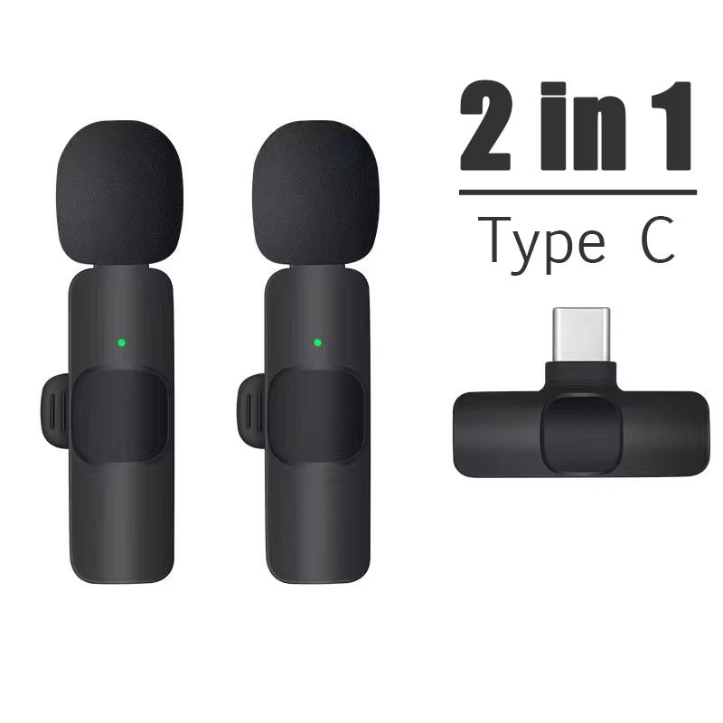Wireless Lavalier Microphone Audio Video Recording Mini Microphone for iPhone Android Phone Live Broadcast Gaming Mic Portable