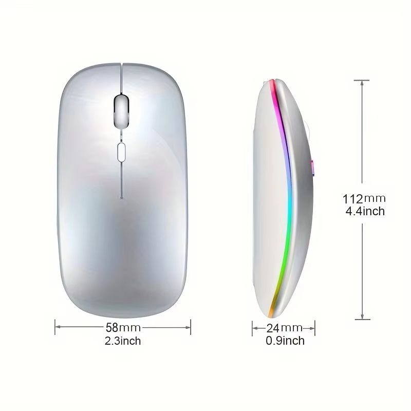 Silent Bluetooth Mouse LED Optical 2.4G USB Wireless Mouse Rechargeable Portable High Precision Gamer Mice For PC Computer Ipad