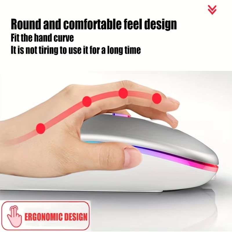 Silent Bluetooth Mouse LED Optical 2.4G USB Wireless Mouse Rechargeable Portable High Precision Gamer Mice For PC Computer Ipad