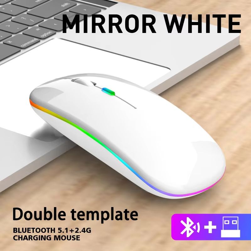 Silent Bluetooth Mouse LED Optical 2.4G USB Wireless Mouse Rechargeable Portable High Precision Gamer Mice For PC Computer Ipad