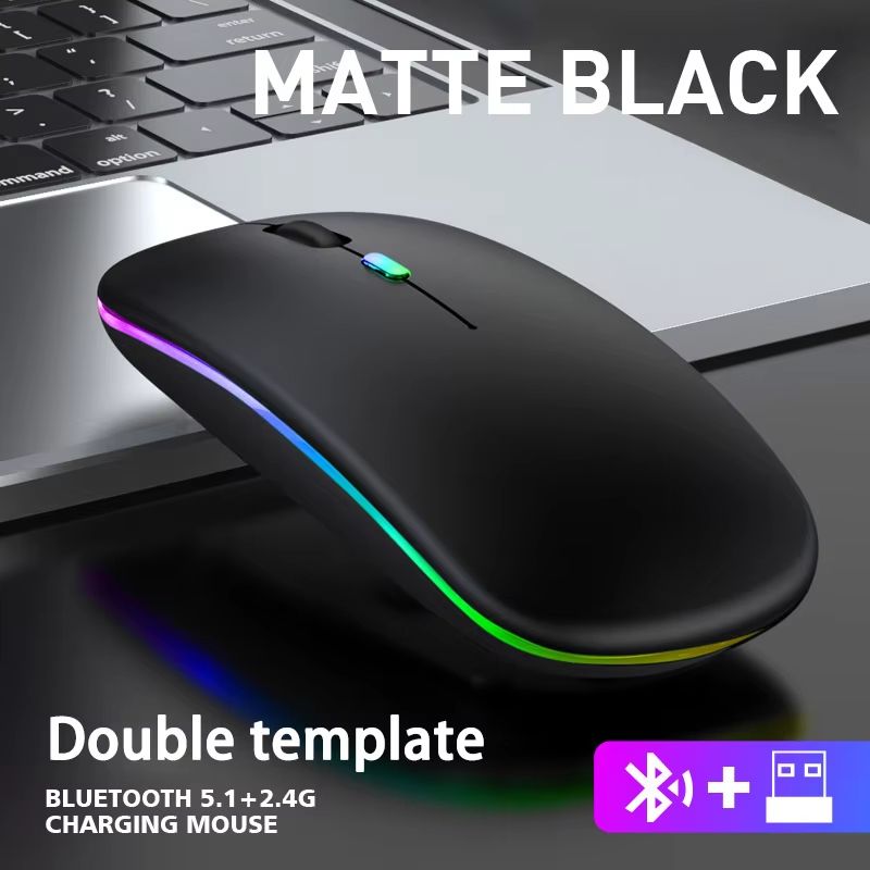 Silent Bluetooth Mouse LED Optical 2.4G USB Wireless Mouse Rechargeable Portable High Precision Gamer Mice For PC Computer Ipad