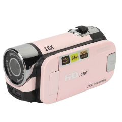 D90 1080P 16MP Digital Camera 2.4 Inch Rotatable Screen Camcorder 16X Zoom HD Video Recorder With Fill Light Pink