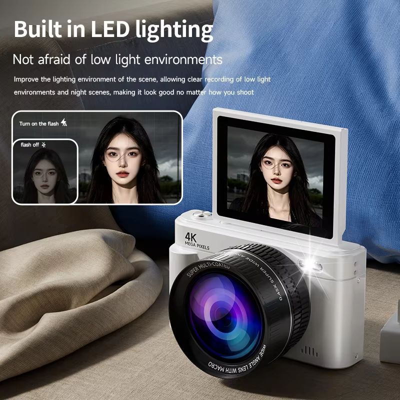 Digital Camera 4K 64MP HD 18X Zoom Autofocus Retro Compact Digital Camera with 2.8 Inch Screen for Travel Photography Vlogging