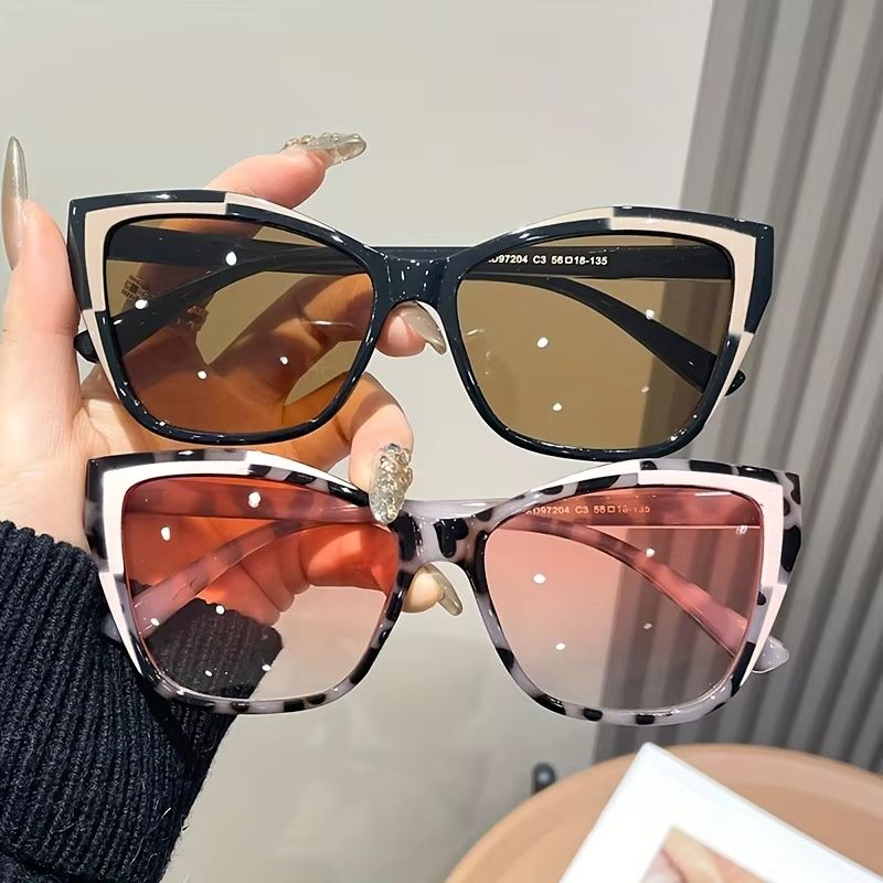 Trendy Contrast Color Cat Eye Sunglasses 2026 New Glasses Frame Women Personality Versatile Sun Glasses Shades UV400 Очки