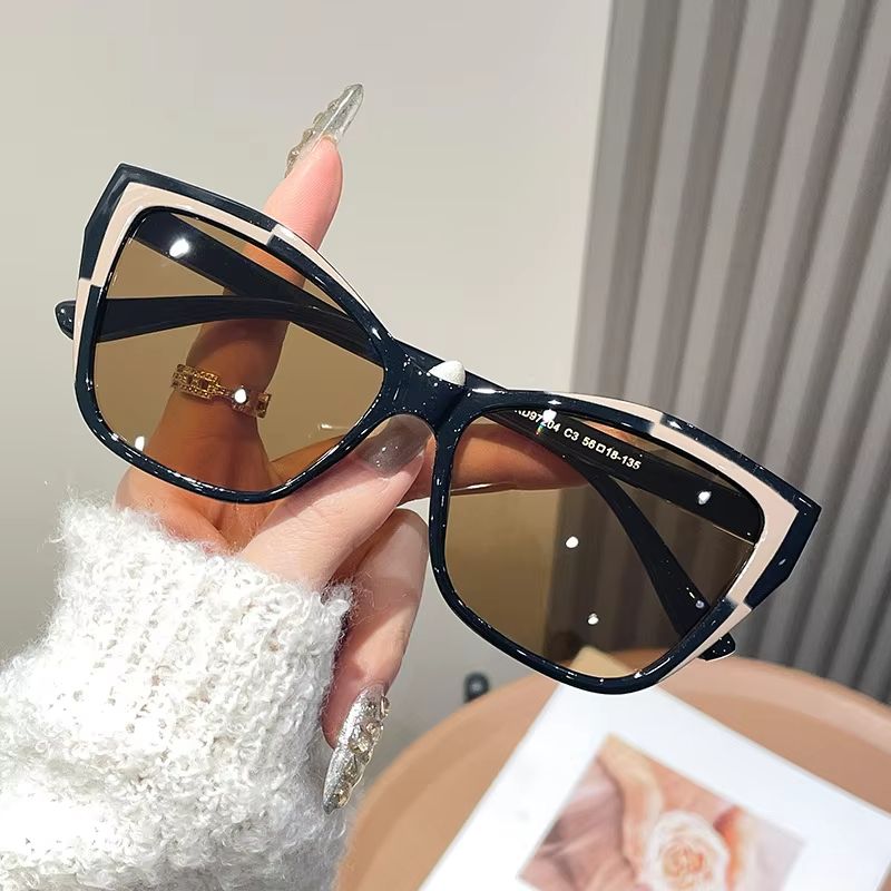 Trendy Contrast Color Cat Eye Sunglasses 2026 New Glasses Frame Women Personality Versatile Sun Glasses Shades UV400 Очки