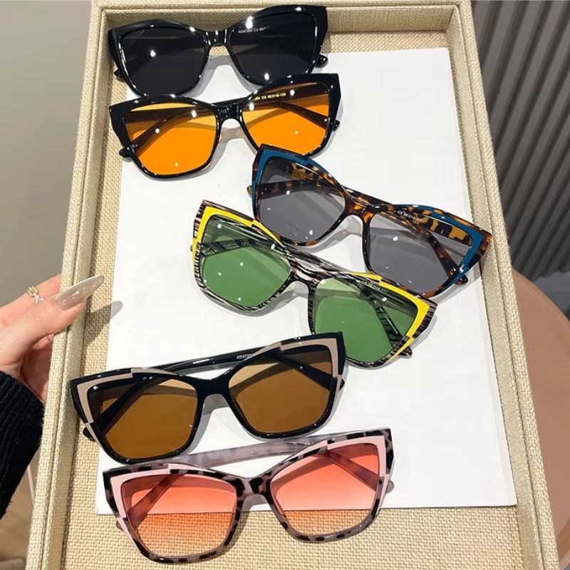 Trendy Contrast Color Cat Eye Sunglasses 2026 New Glasses Frame Women Personality Versatile Sun Glasses Shades UV400 Очки