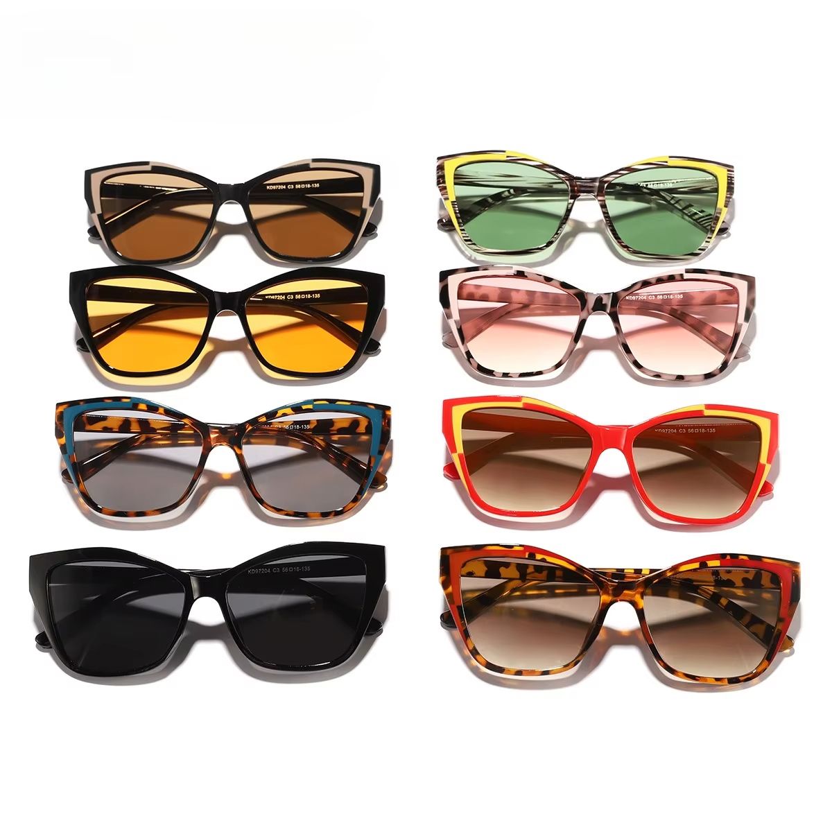Trendy Contrast Color Cat Eye Sunglasses 2026 New Glasses Frame Women Personality Versatile Sun Glasses Shades UV400 Очки