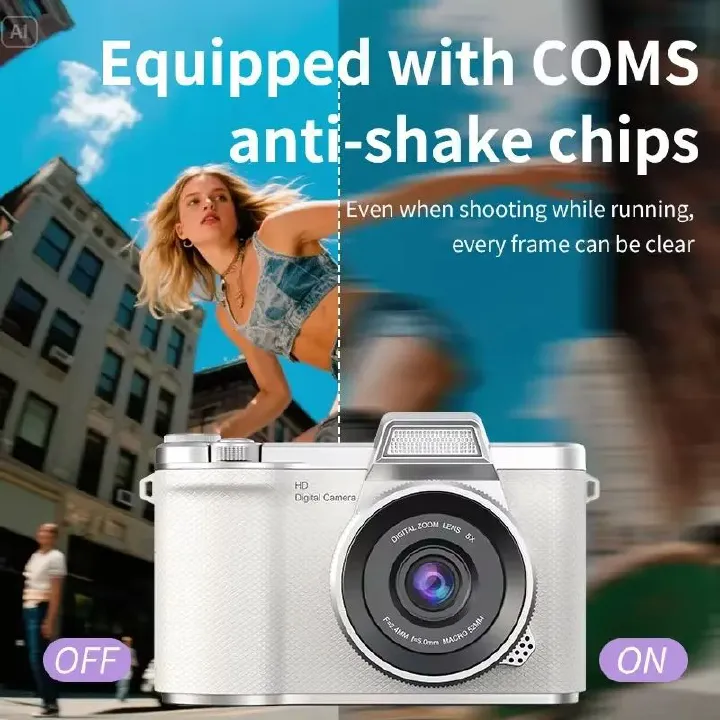 4K Digital Camera Beauty Filters 48MP HD Student CCD Camera CMOS Anti Shake 180° Flip Screen Selfie Camera