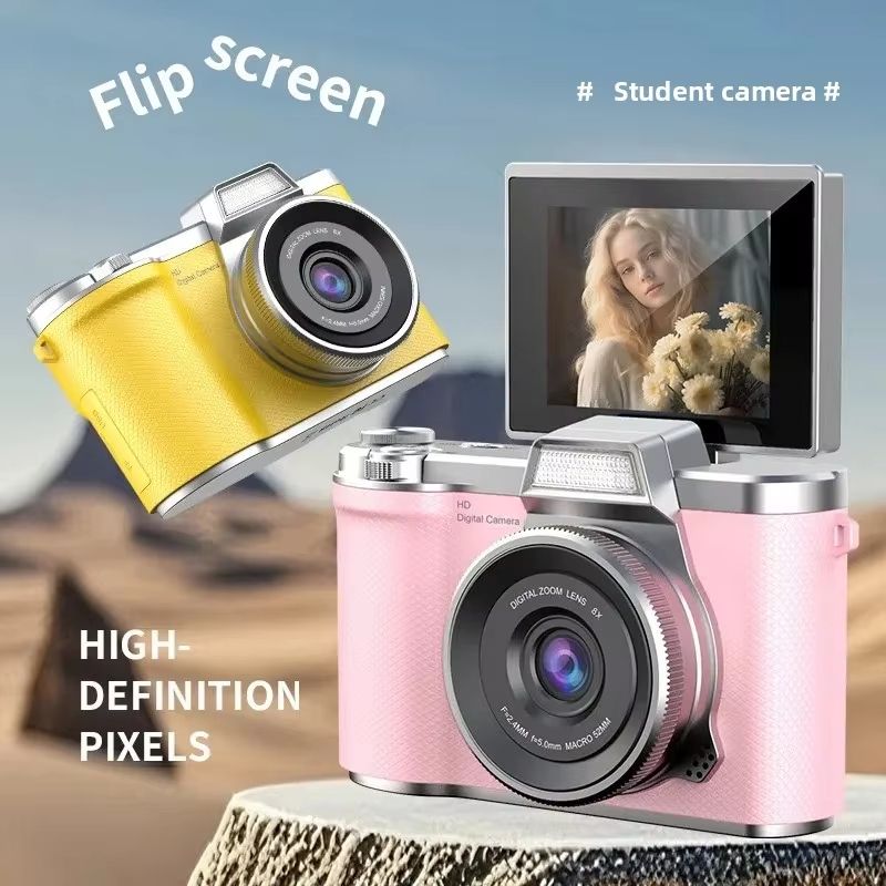 4K Digital Camera Beauty Filters 48MP HD Student CCD Camera CMOS Anti Shake 180° Flip Screen Selfie Camera
