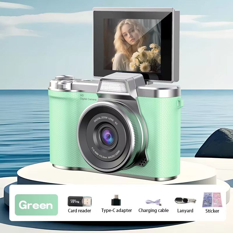 4K Digital Camera Beauty Filters 48MP HD Student CCD Camera CMOS Anti Shake 180° Flip Screen Selfie Camera