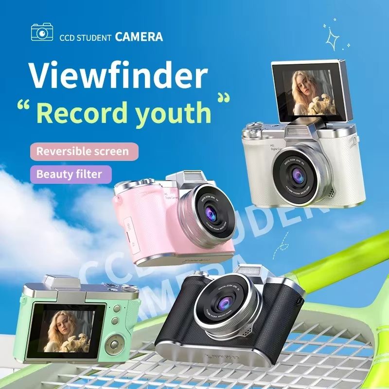 4K Digital Camera Beauty Filters 48MP HD Student CCD Camera CMOS Anti Shake 180° Flip Screen Selfie Camera