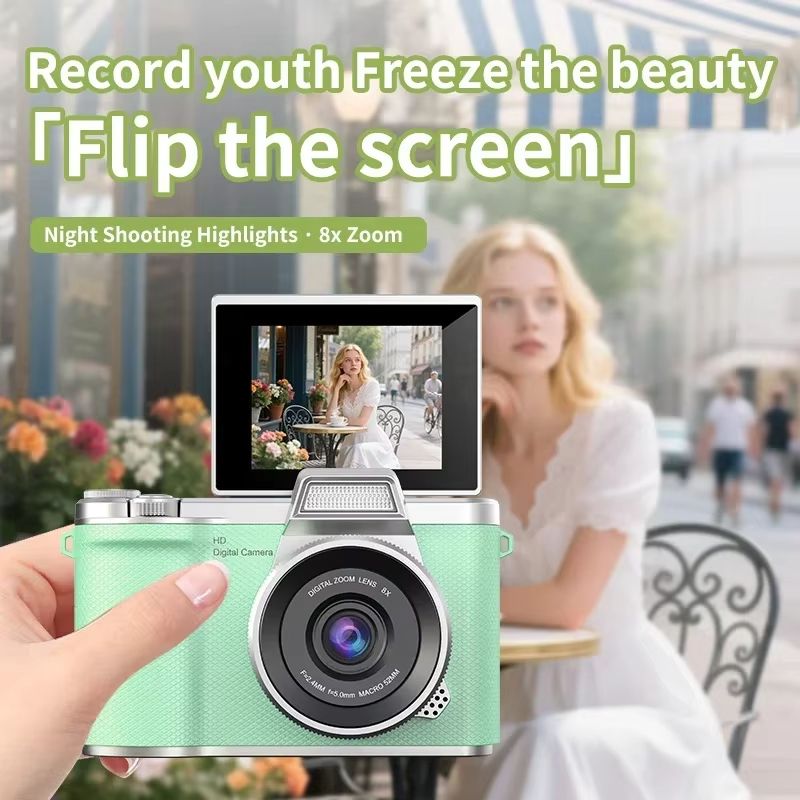 4K Digital Camera Beauty Filters 48MP HD Student CCD Camera CMOS Anti Shake 180° Flip Screen Selfie Camera