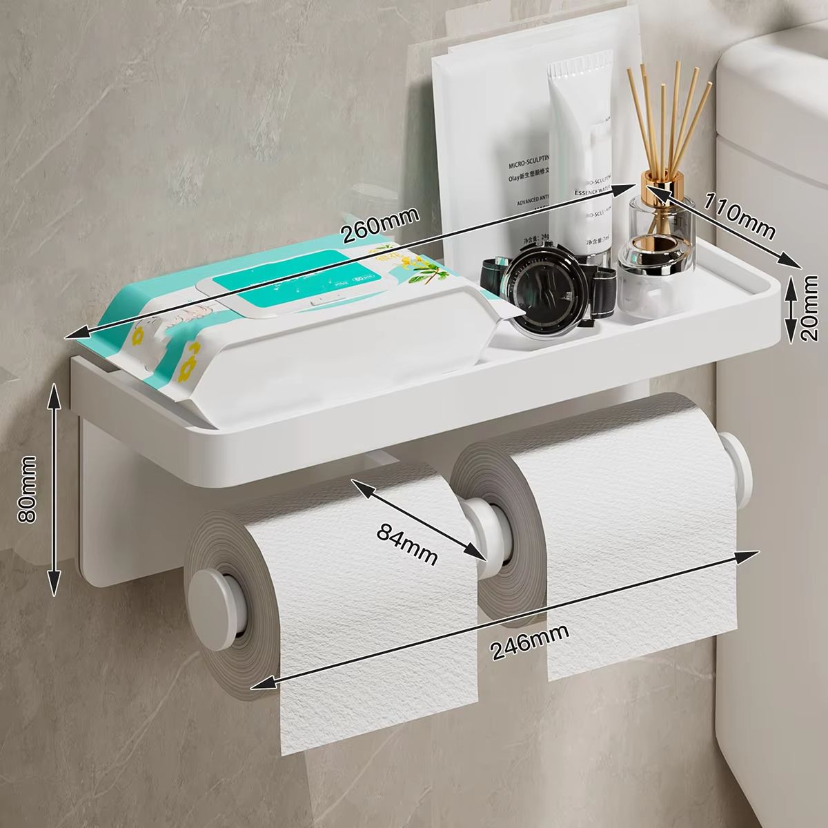 Double Bar Toilet Paper Holder Kitchen Towel Holder Napkin Dispenser Toilet Roll Holder Cabinet Storage Bathroom Accessories