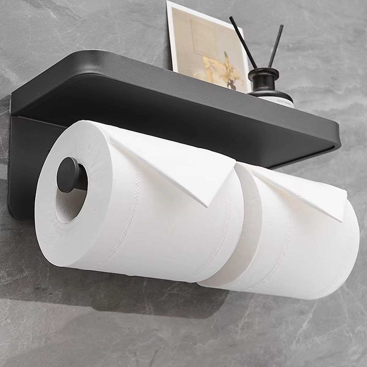 Double Bar Toilet Paper Holder Kitchen Towel Holder Napkin Dispenser Toilet Roll Holder Cabinet Storage Bathroom Accessories