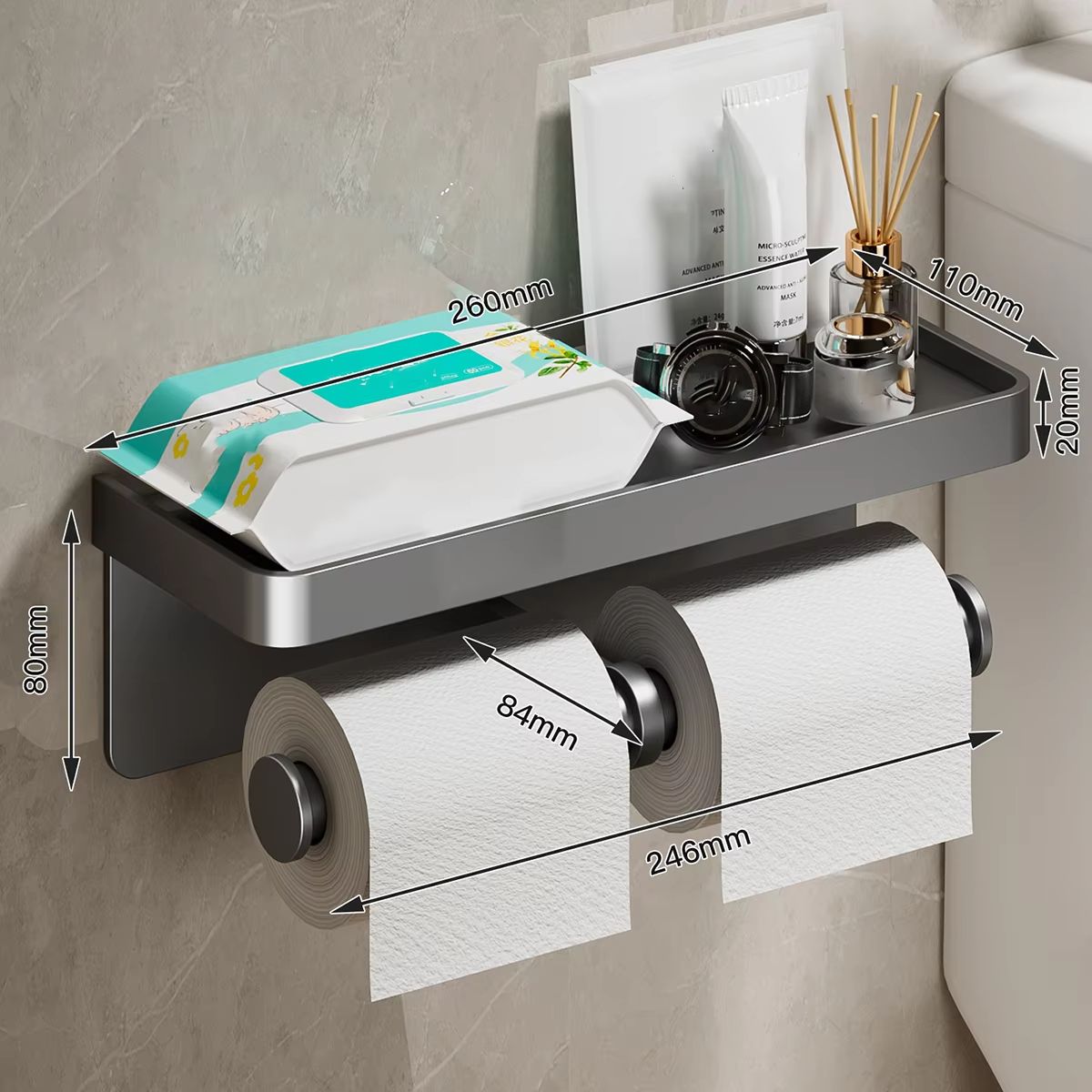 Double Bar Toilet Paper Holder Kitchen Towel Holder Napkin Dispenser Toilet Roll Holder Cabinet Storage Bathroom Accessories