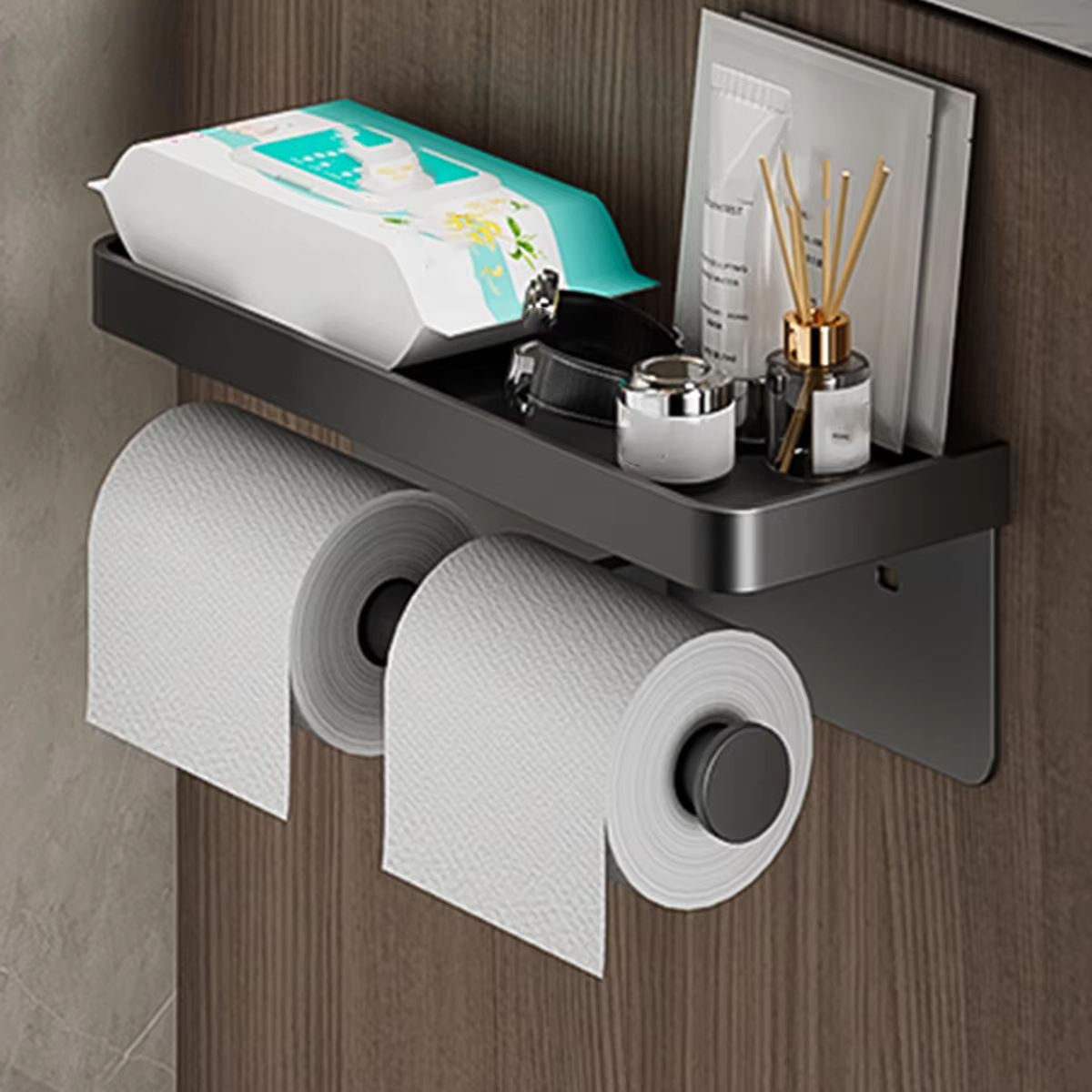 Double Bar Toilet Paper Holder Kitchen Towel Holder Napkin Dispenser Toilet Roll Holder Cabinet Storage Bathroom Accessories