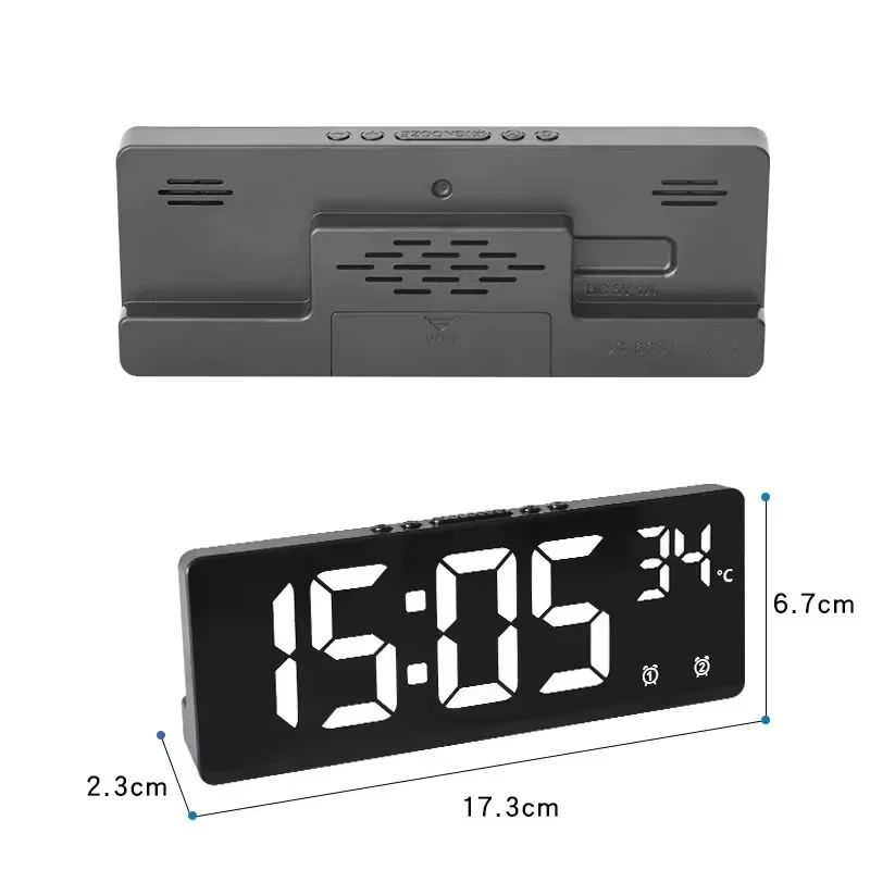 Voice Control Digital Alarm Clock Temperature Dual Alarm Snooze Desktop Table Clock Night Mode 12/24H LED Clock Watch Desk