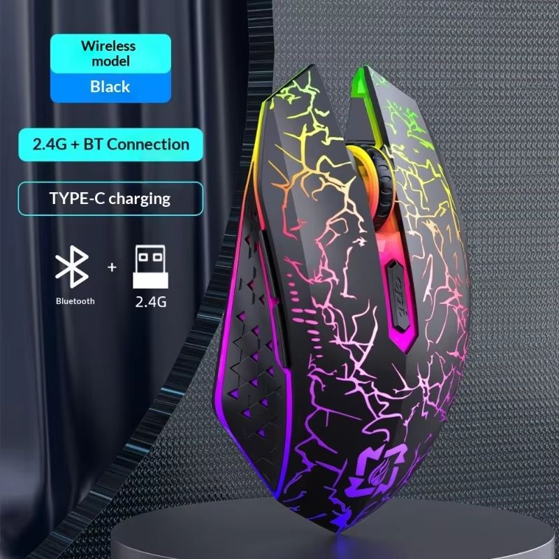 Ergonomic Wireless Mouse Bluetooth Silent RGB Backlight Adjustable DPI Long Battery Life for Office Gaming PC Laptop Desktop Com