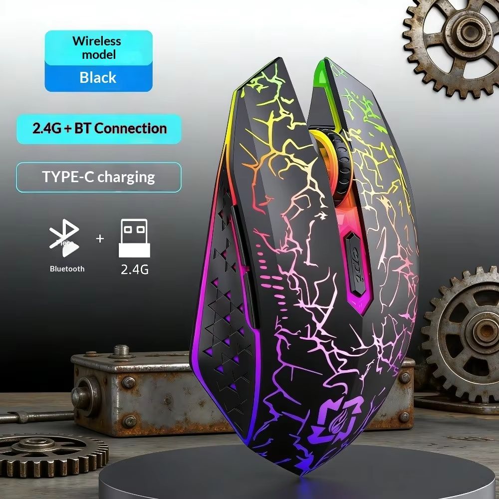 Ergonomic Wireless Mouse Bluetooth Silent RGB Backlight Adjustable DPI Long Battery Life for Office Gaming PC Laptop Desktop Com